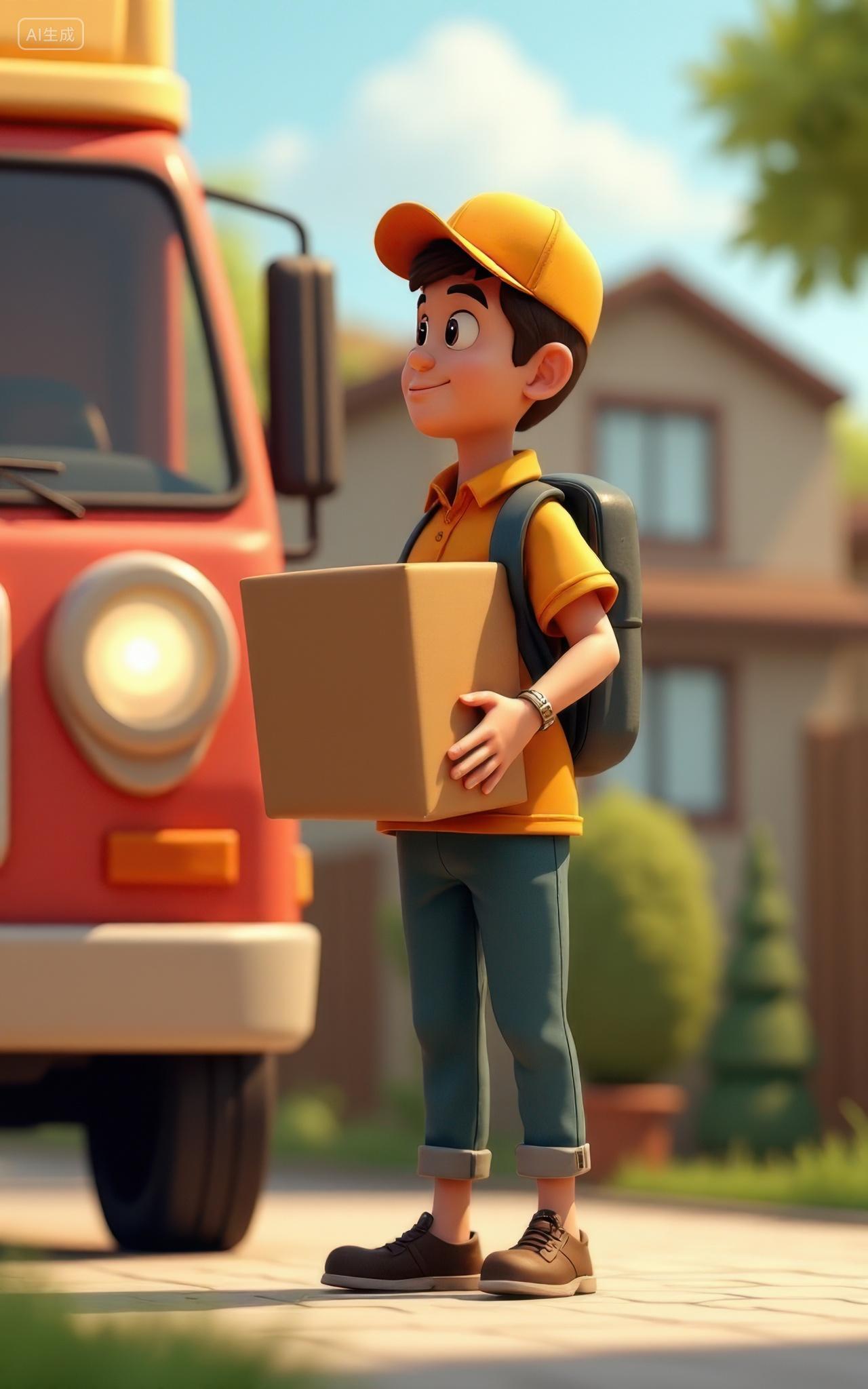 3D卡通送快递的小哥