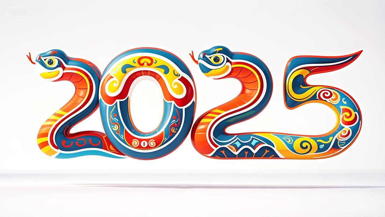 蛇形创意数字2025蛇年创意插画素材
