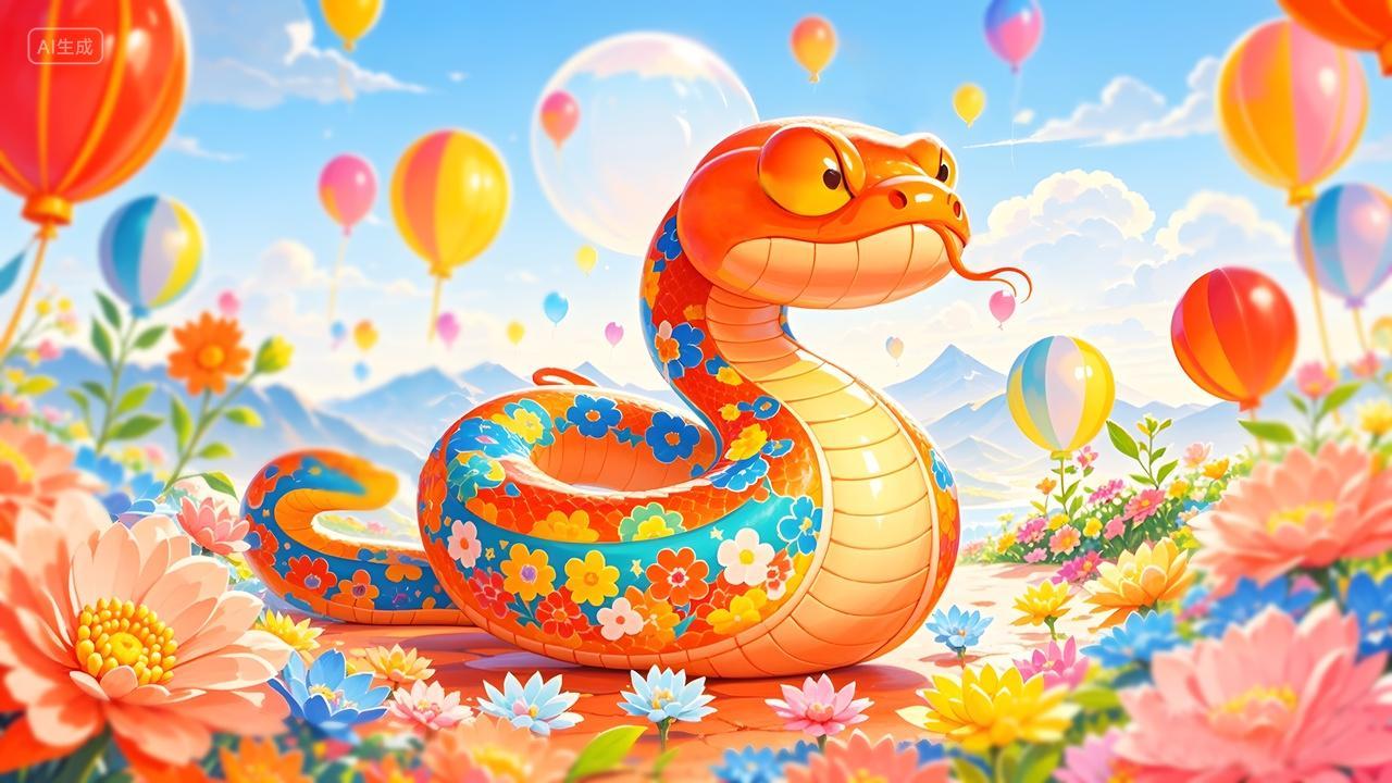 大红花红灯笼喜庆时尚中国风蛇年元旦春节海报