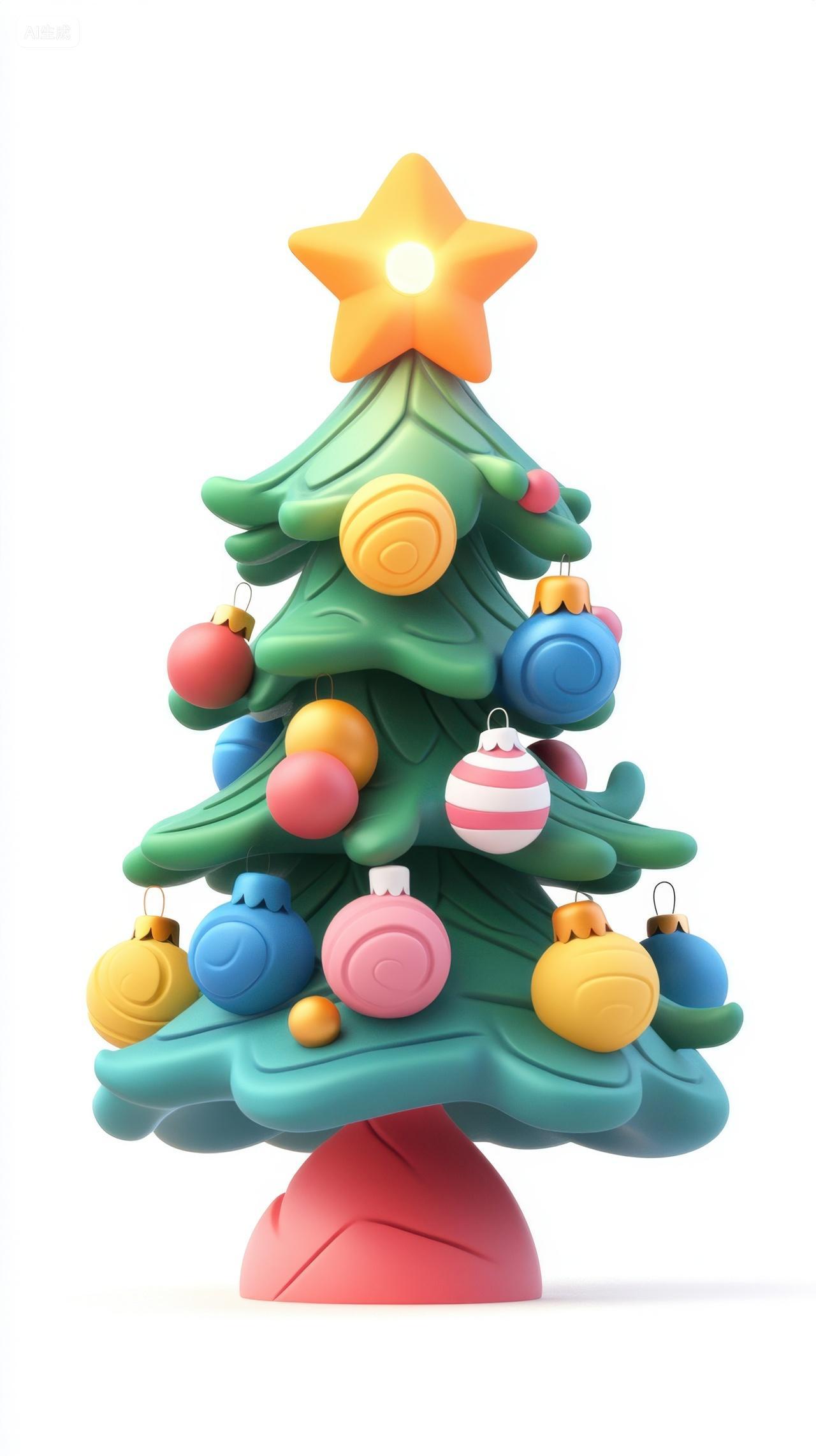 卡通圣诞树装饰图标