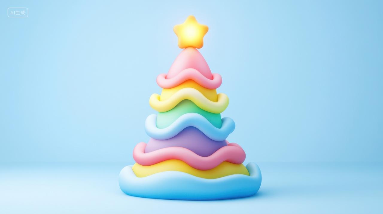3D卡通彩虹圣诞树