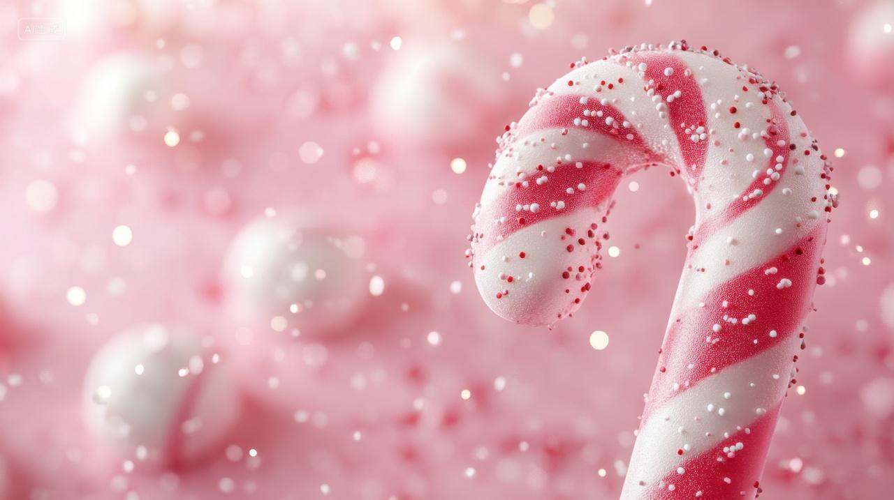 3D卡通圣诞节粉红糖果棒