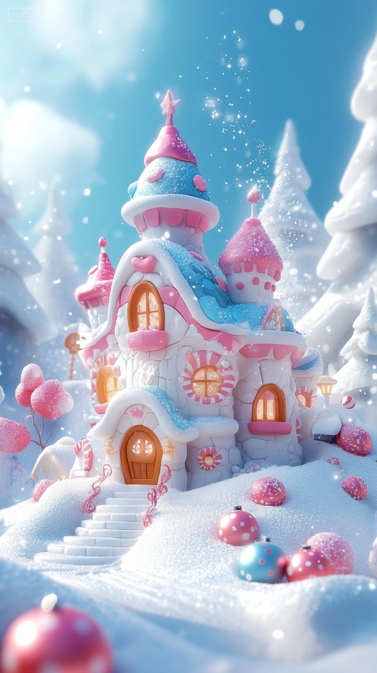 梦幻冬季里的圣诞小屋