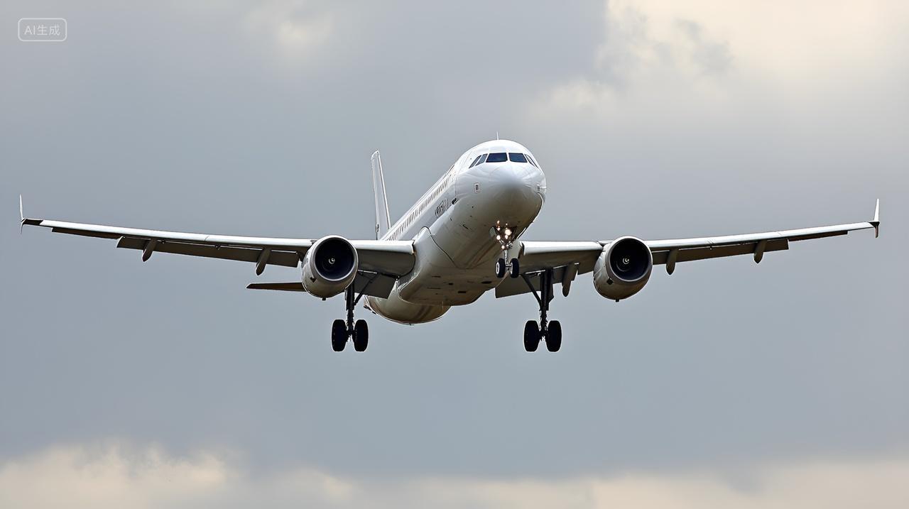 飞机翱翔天际蓝天白云飞机起飞降落旅行度假