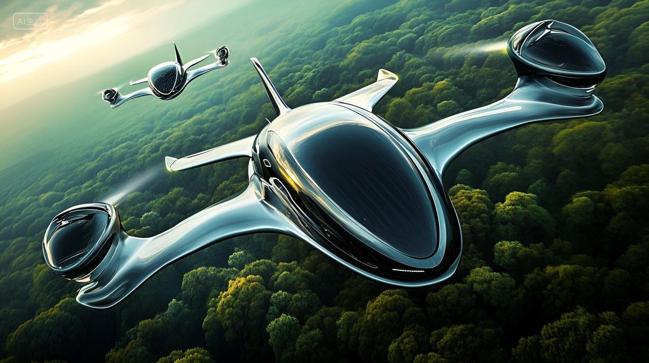 未来飞机飞行器空中飞行翱翔未来科技生活