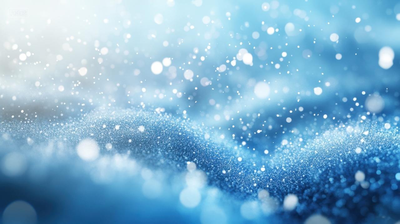唯美蓝色光影下的雪花背景