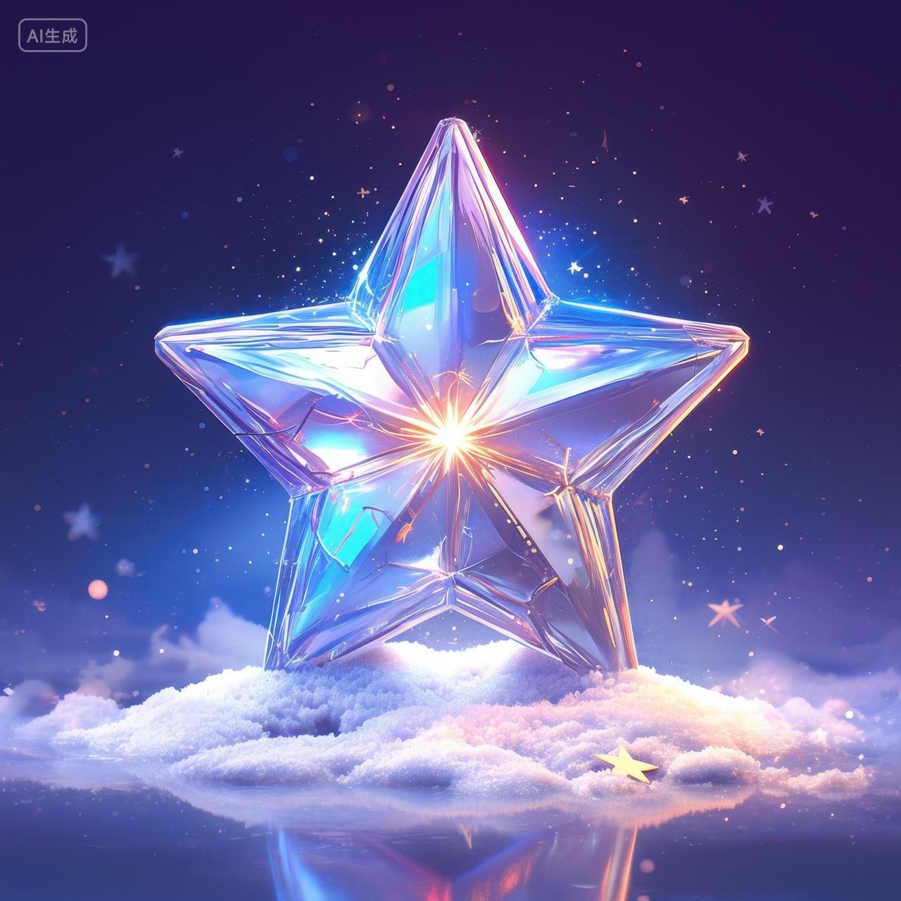 闪耀着的星光水晶五角星