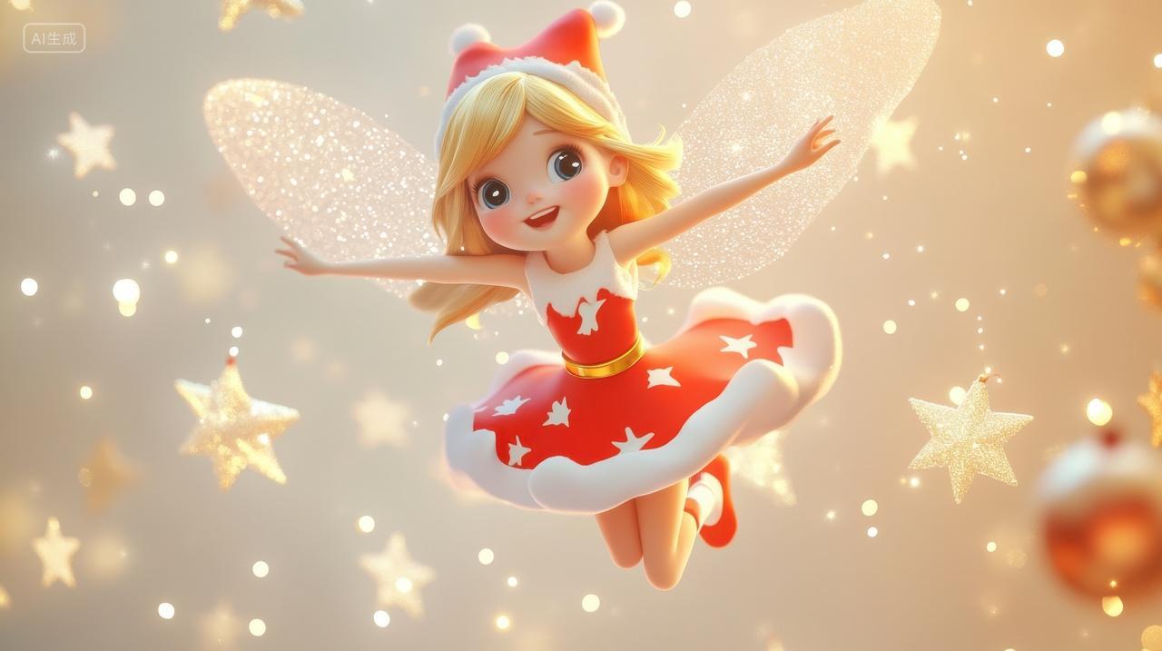 3D卡通插画圣诞小仙女
