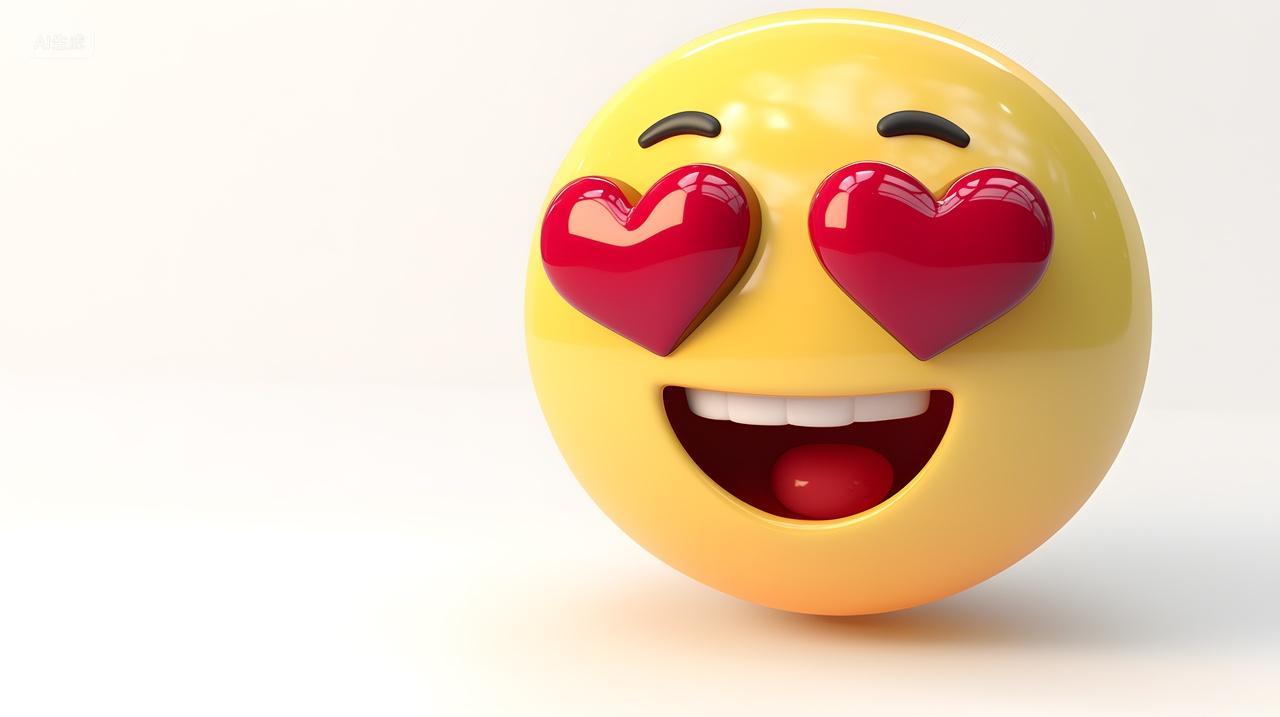 带有心形眼睛快乐表情符号