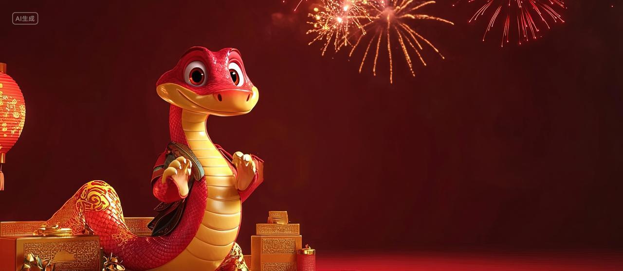 红色卡通蛇新年春节背景