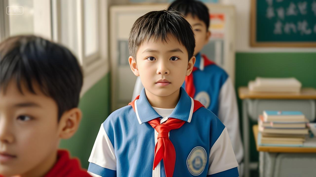 神采奕奕的小学生在课室排队图片