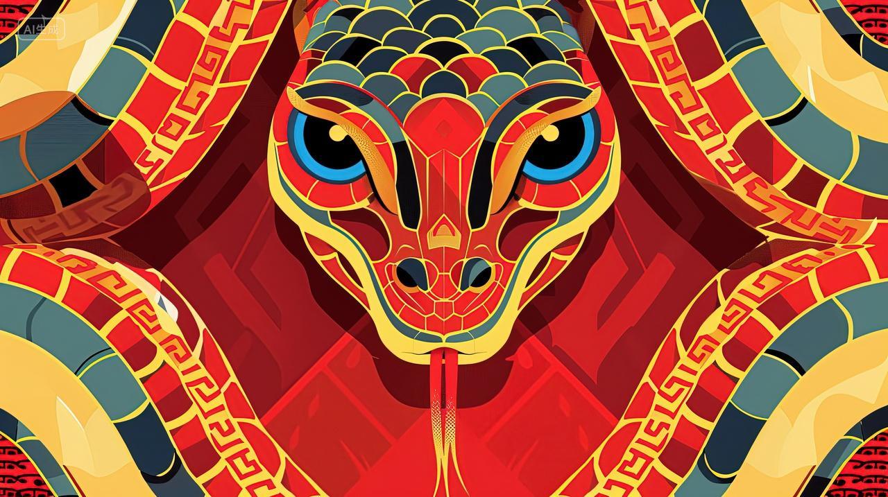 国潮生肖蛇新年春节背景