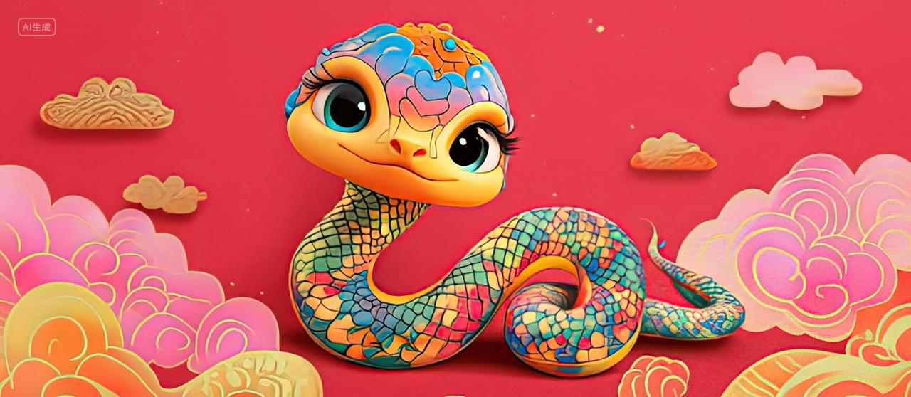 国潮可爱卡通蛇新年春节背景
