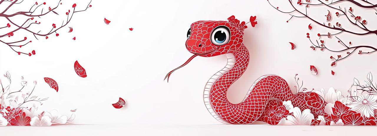 国潮卡通蛇新年春节背景