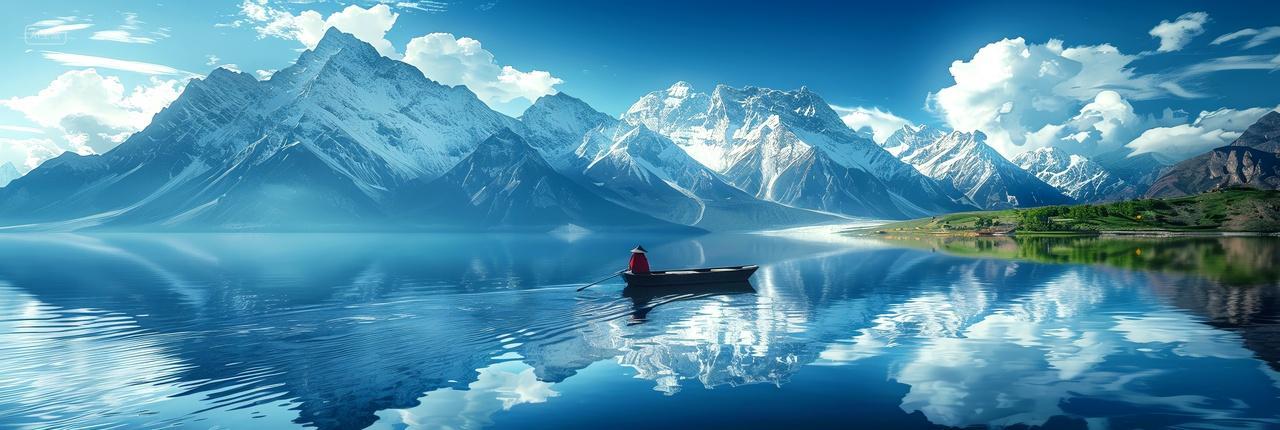 湖心沉思山影下的静谧时刻