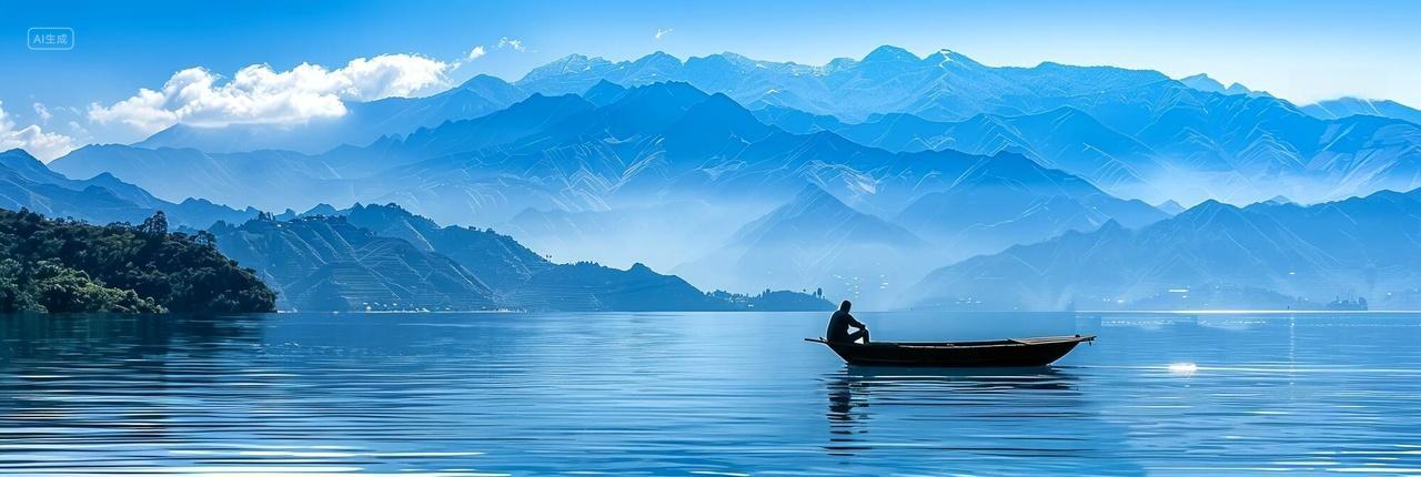 湖心沉思山影下的静谧时刻