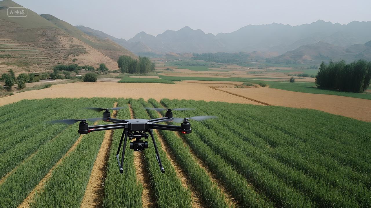 无人机农田高空作业现代农业科技数据采集应用