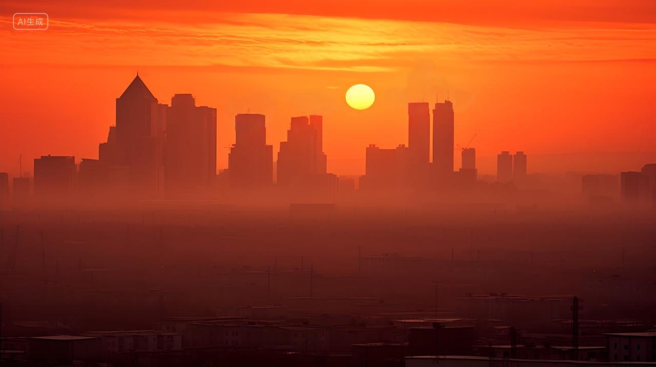 城市日出清晨晨曦早晨都市风光