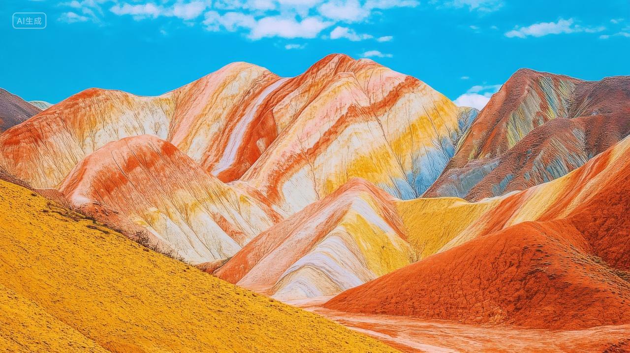 七彩丹霞地貌甘肃壮丽中国自然景观地质风景