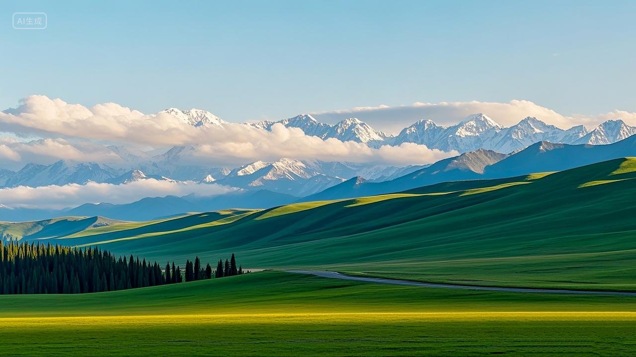 风景大片绿色草地唯美电脑壁纸背景图
