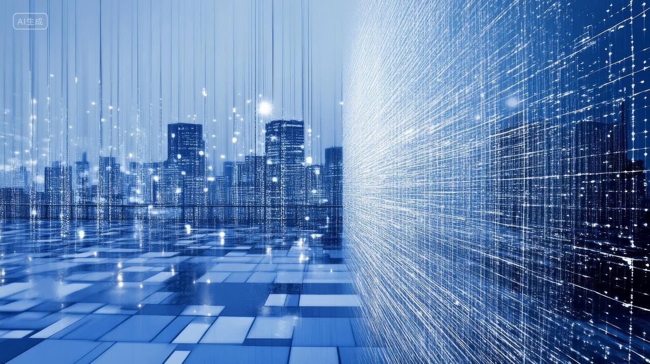 未来科技数字城市大数据网络蓝色粒子背景