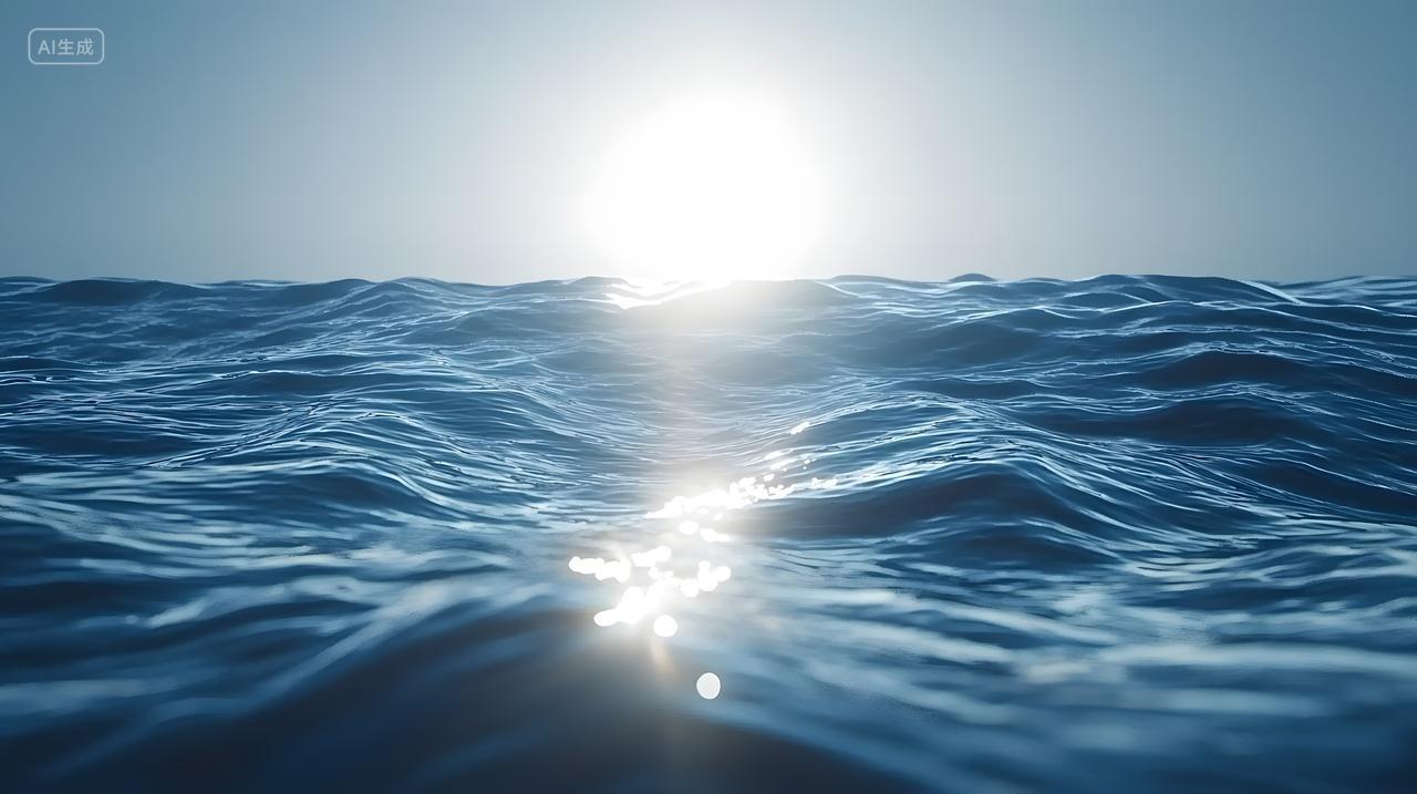 明媚阳光下宁静海浪