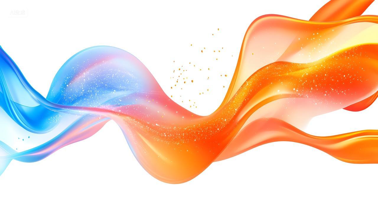 充满活力蓝色和橙色流体波浪设计