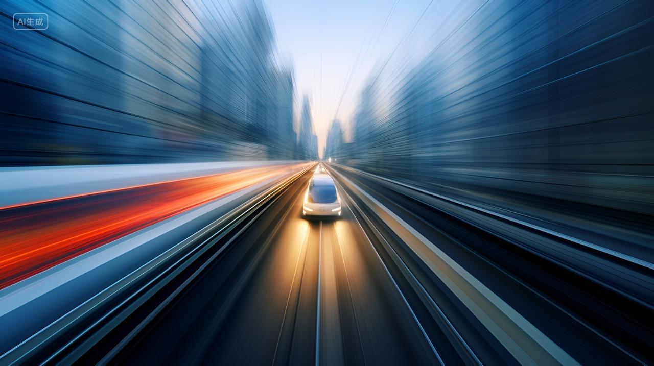 中国速度未来城市科技高铁穿梭飞驰光影延时