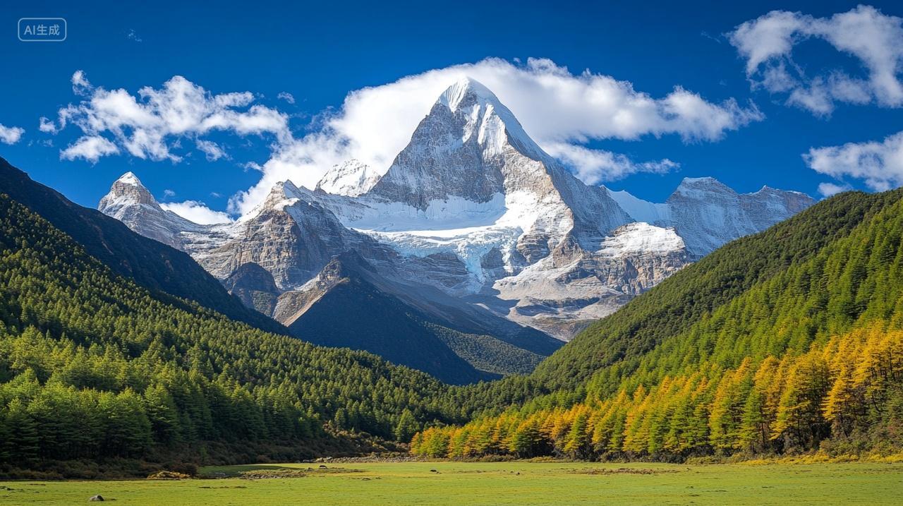 稻城亚丁央迈勇雪山风景旅游