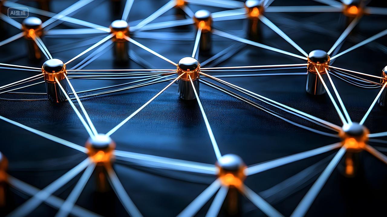 与橙色节点抽象网络连接