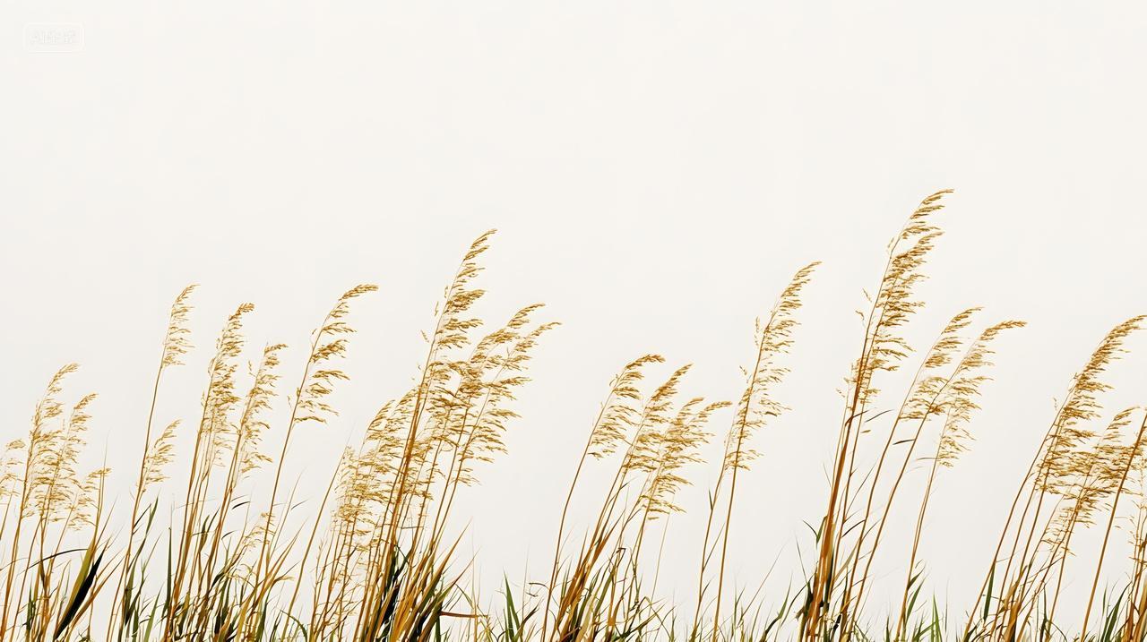 金色小草在微风中轻轻摇曳