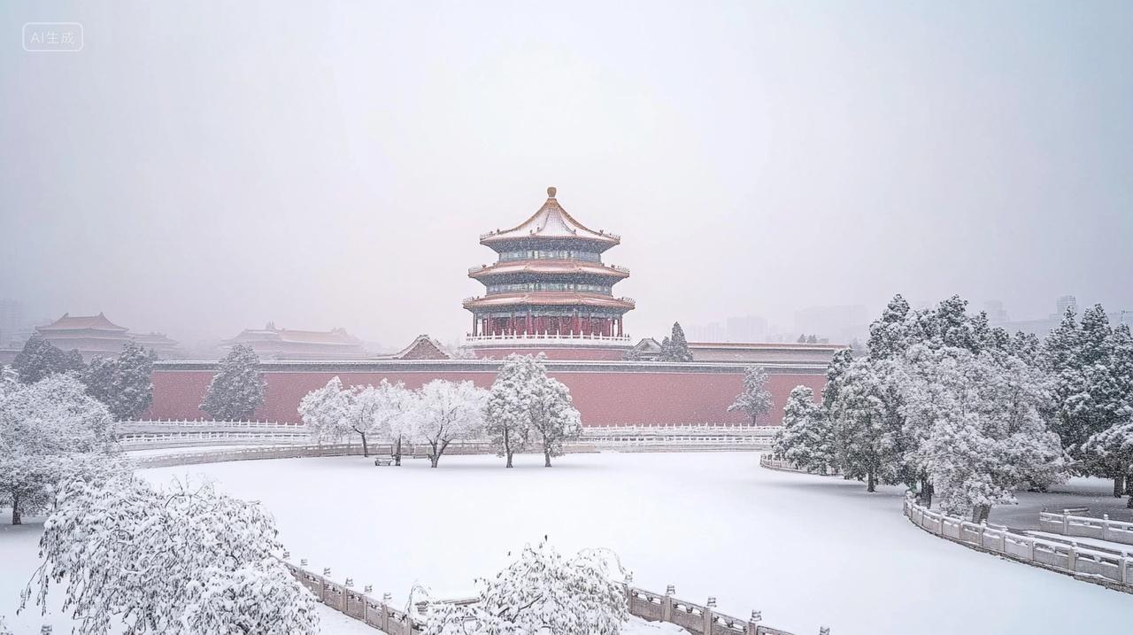 北京故宫下雪景