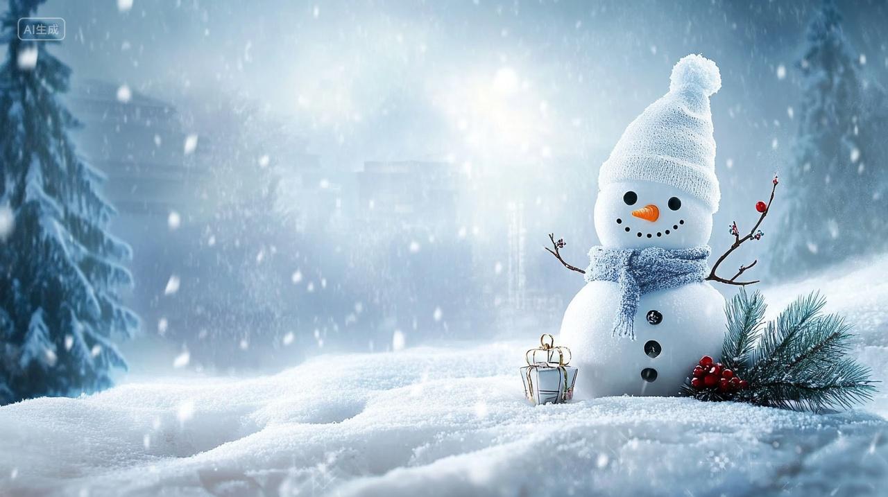 冬天雪地堆雪人