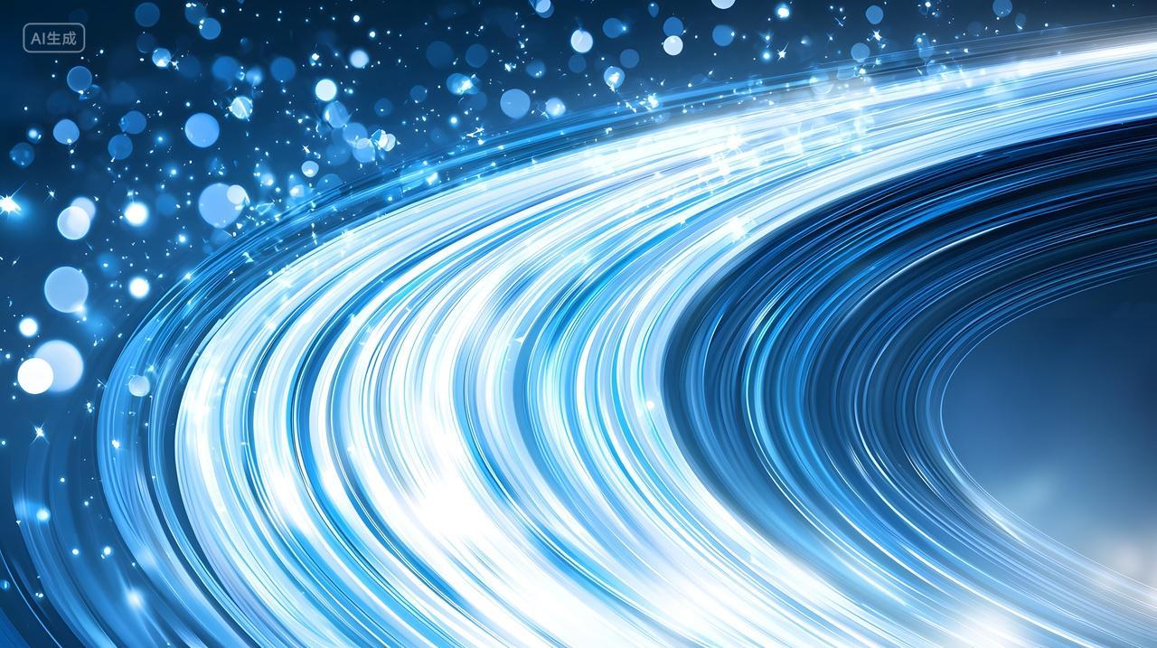抽象蓝色光迹创造出动态效果