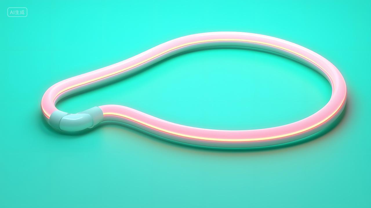 蓝绿色背景上抽象发光霓虹线