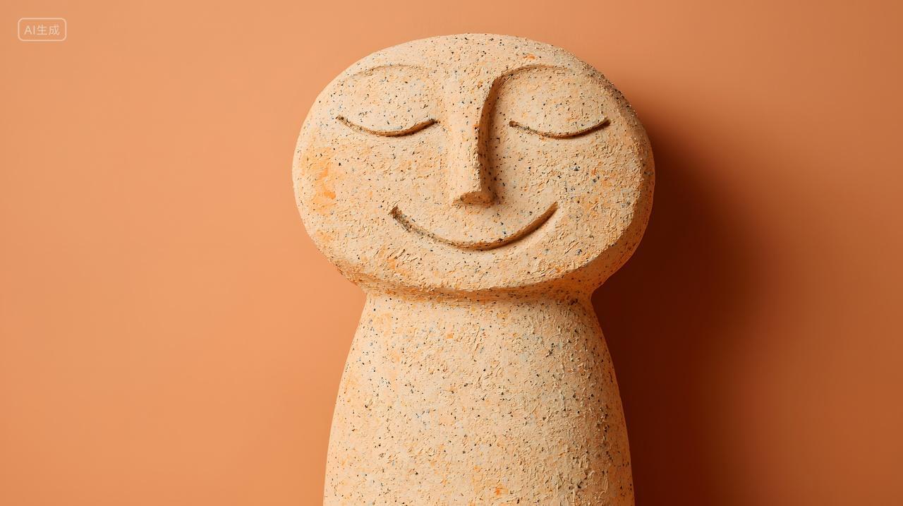 温暖背景中微笑石雕