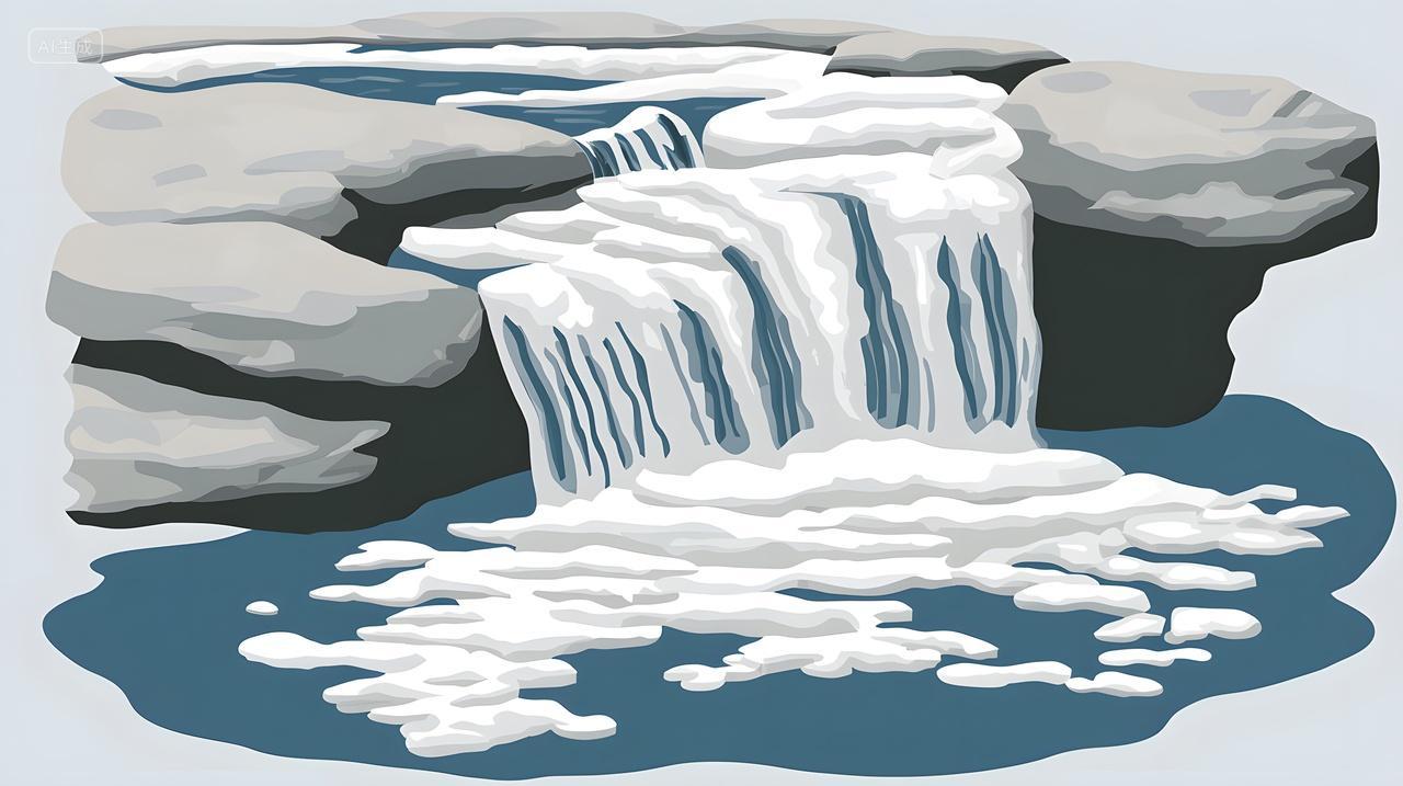 瀑布从岩石上倾泻而下