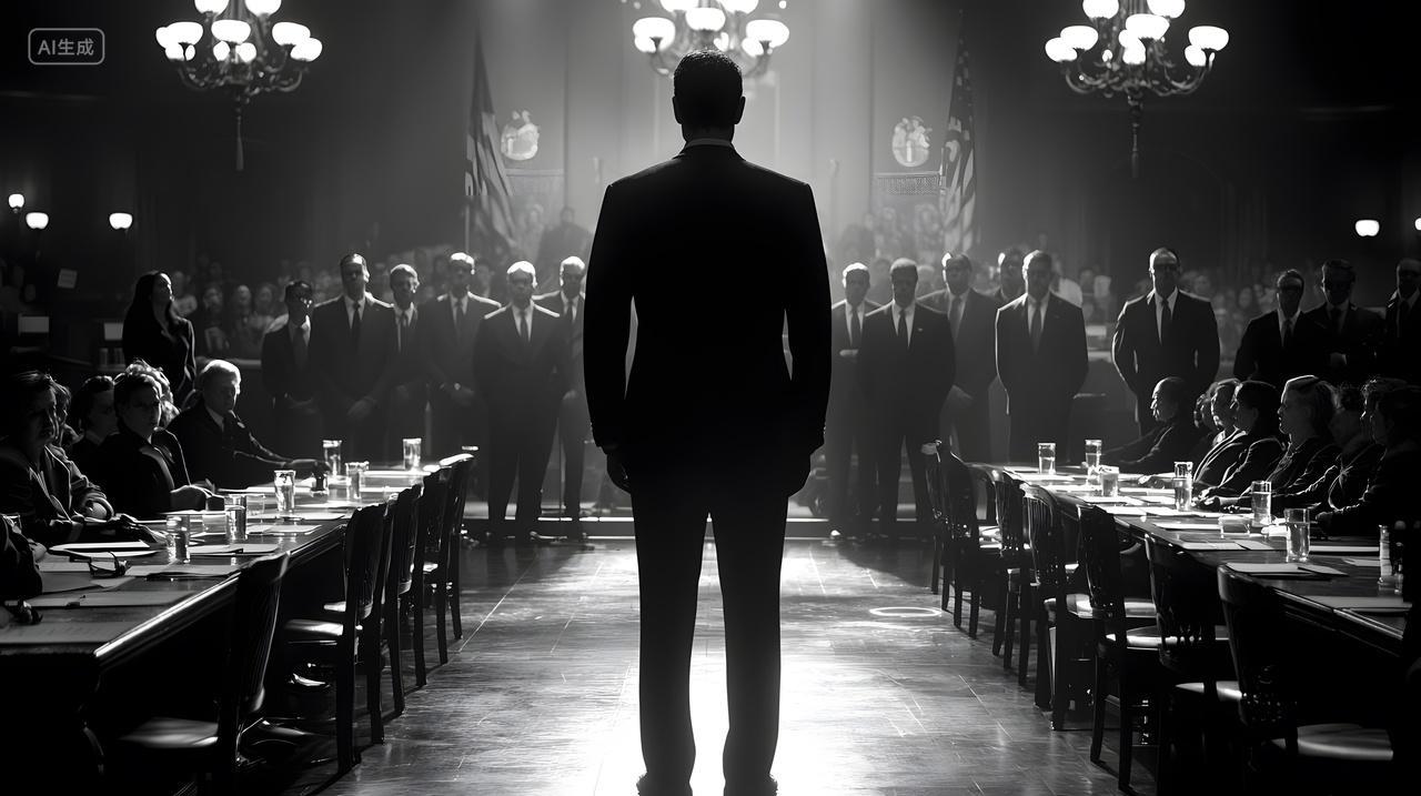 戏剧性法庭场景其中有一个男性身影