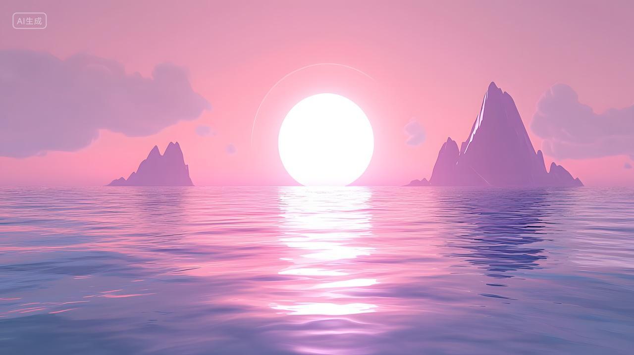 宁静海洋景观上令人惊叹日落