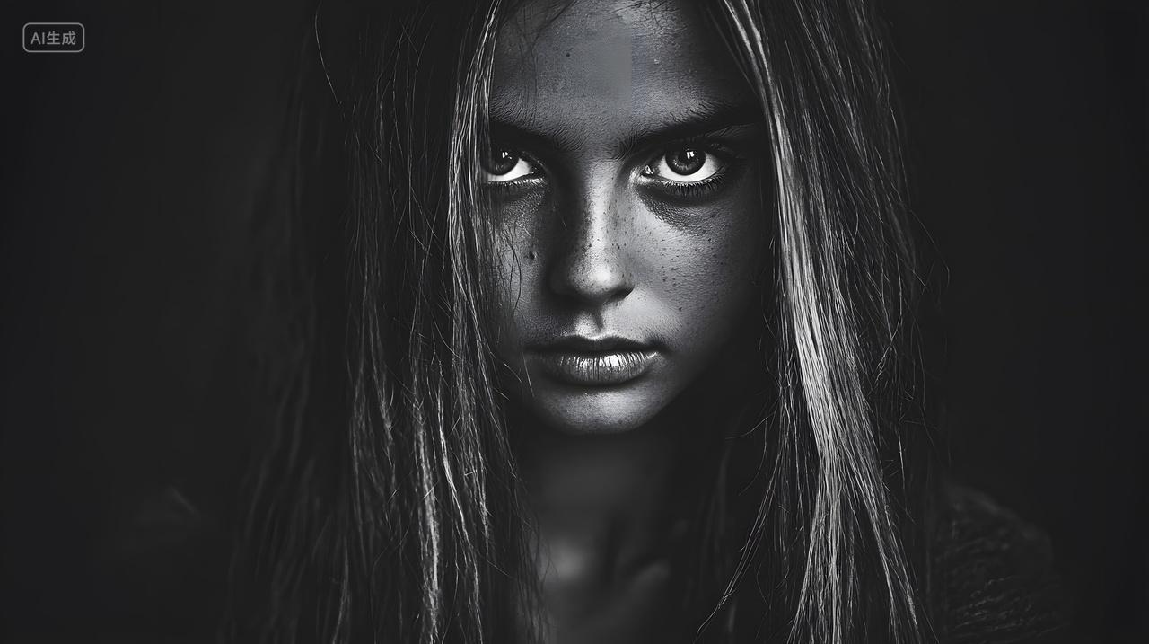 一位年轻女孩肖像五官突出