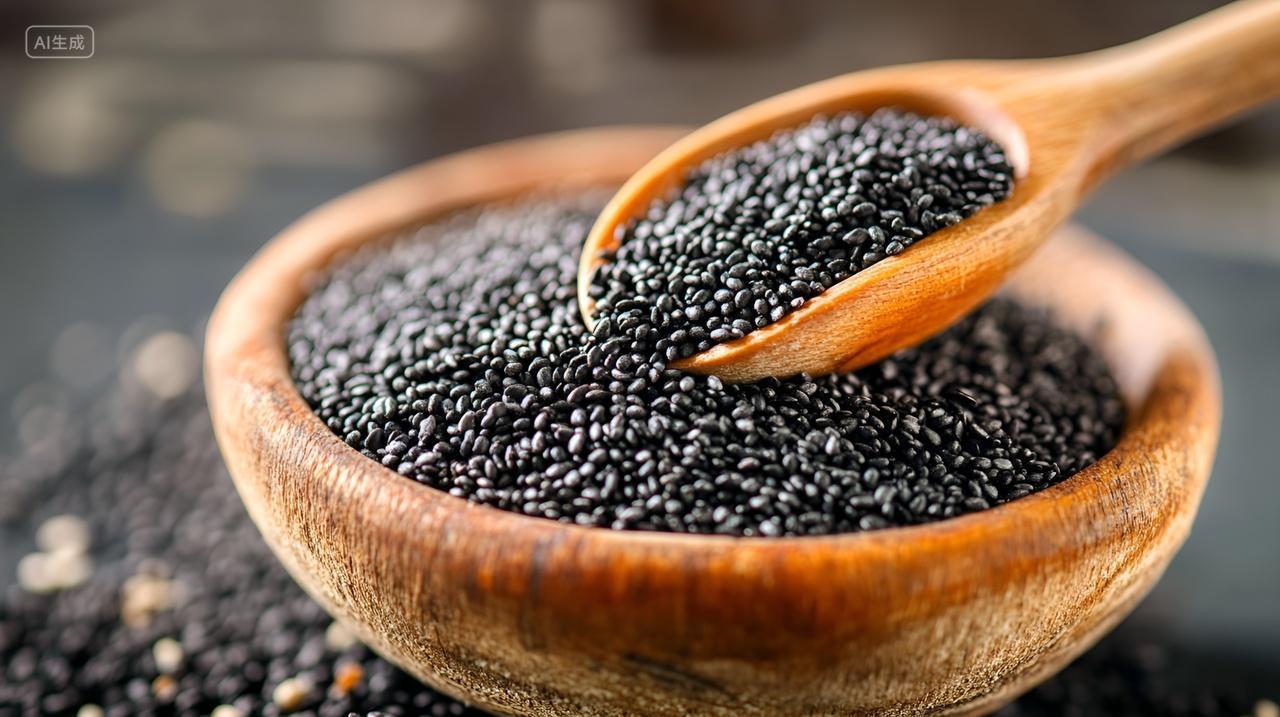 健康营养黑芝麻种子特写
