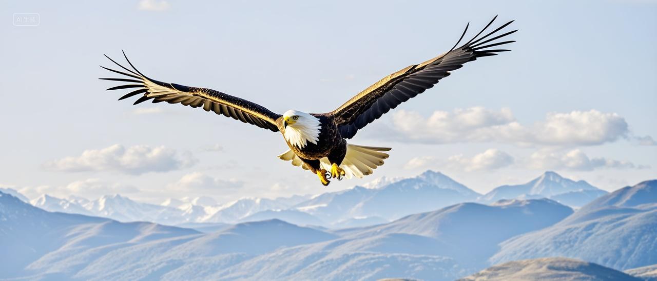 雄鹰展开翅膀在空中飞翔老鹰电脑背景壁纸