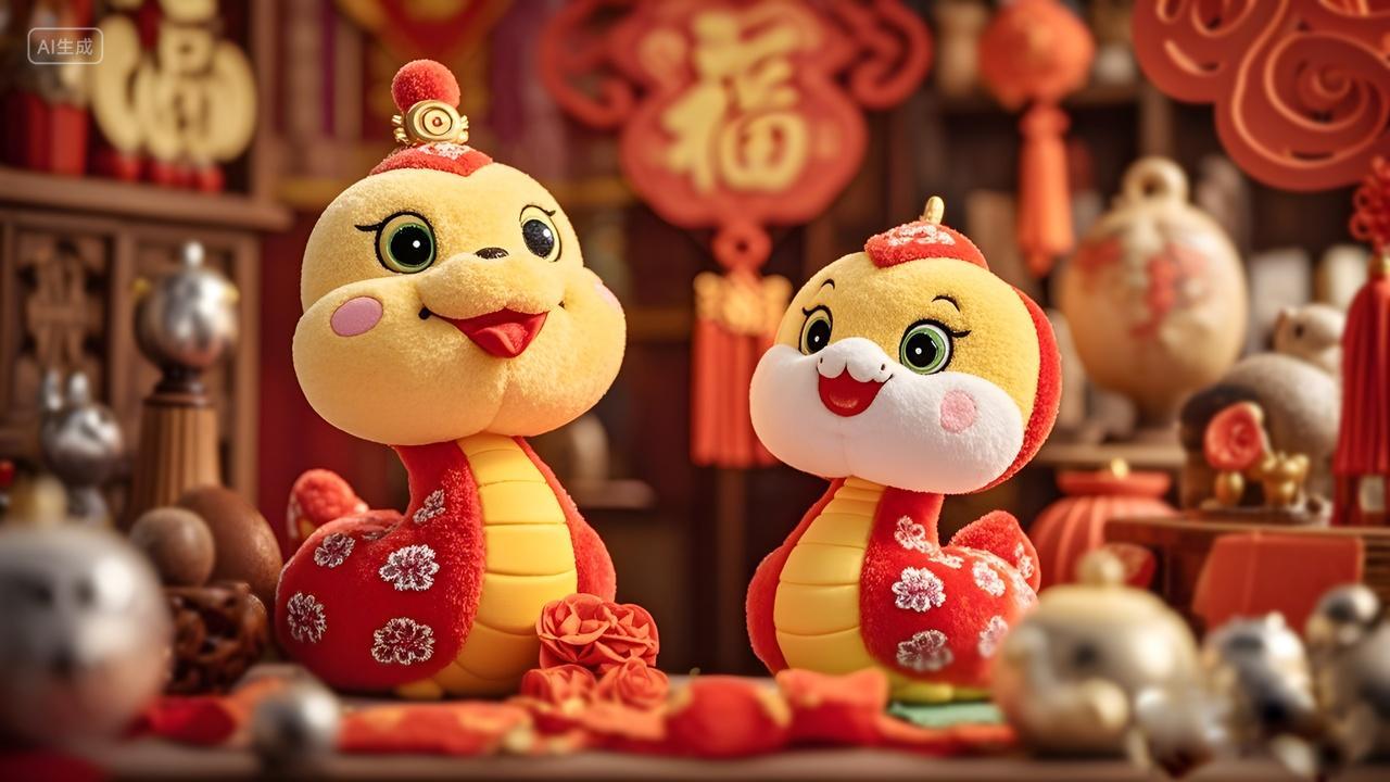 蛇宝宝毛绒公仔蛇年吉祥物蛇春节喜庆贺岁摆件图片