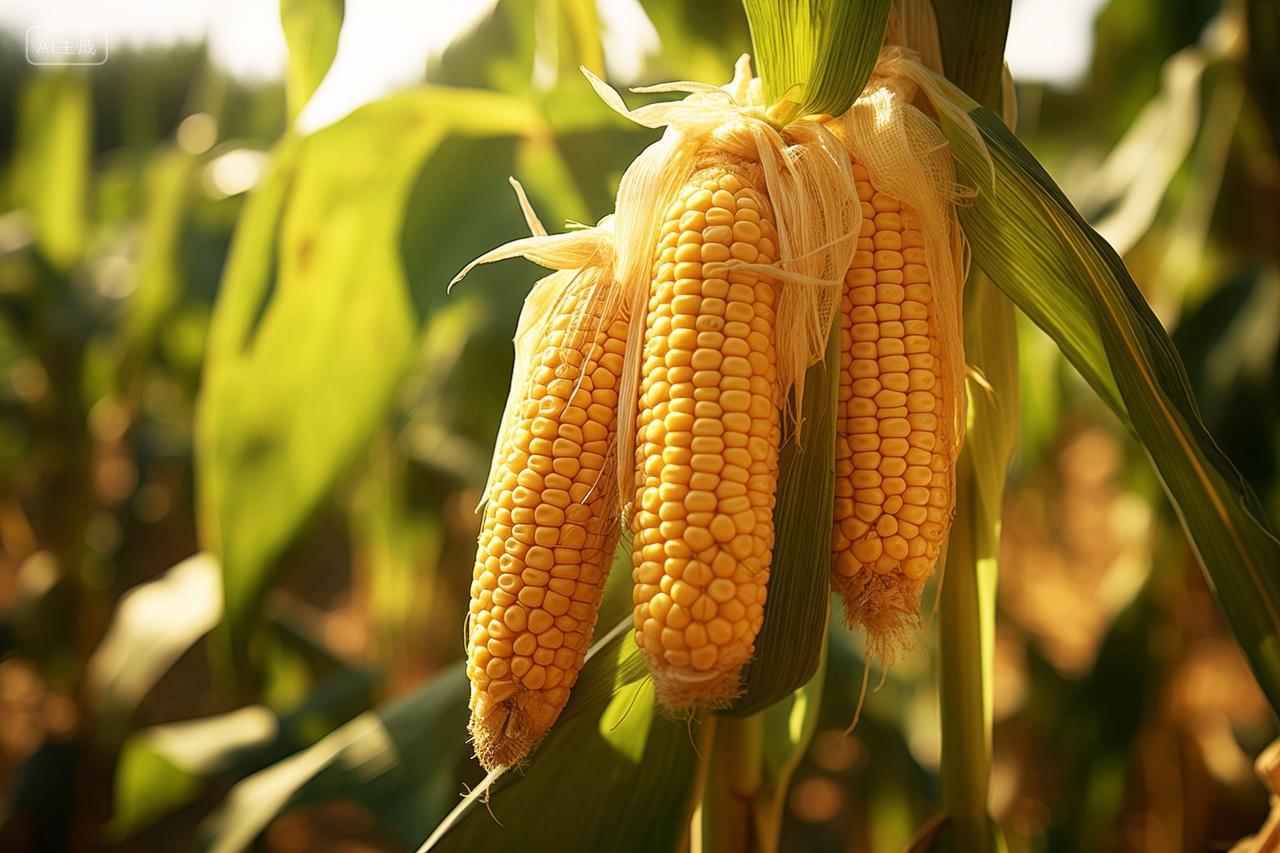 金色的玉米棒丰收的喜悦农作物