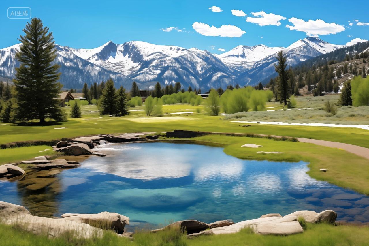 高山雪山山峰湖泊倒影自然风景旅行