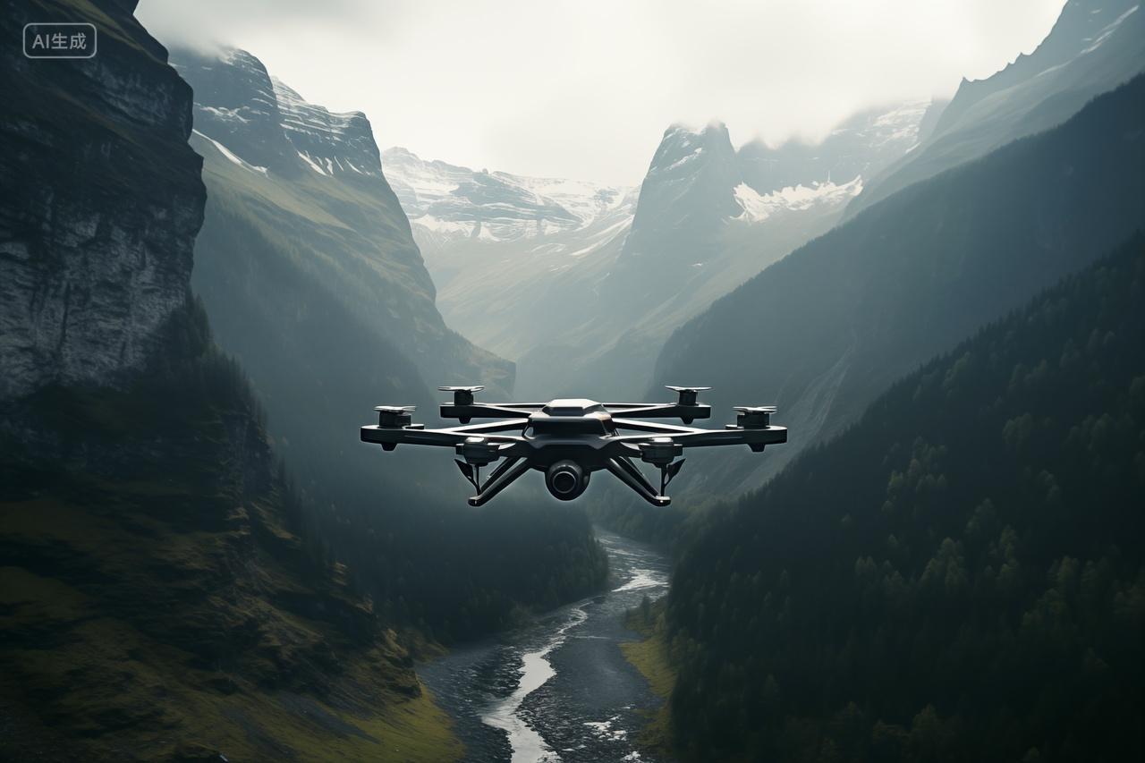 山谷中的无人机电子数码产品