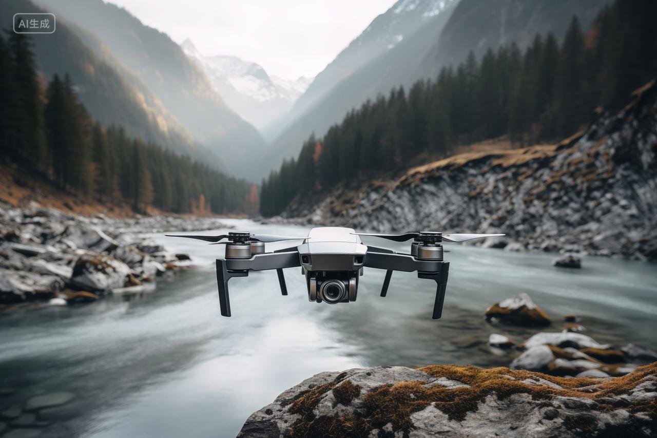 无人机航拍山间河流自然风光