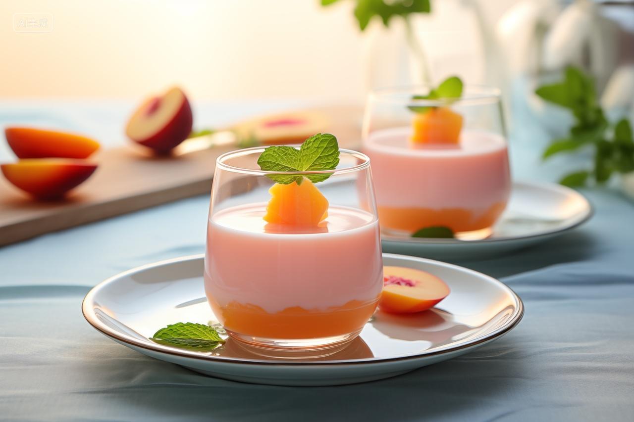 桃子味的奶酪布丁甜品点心