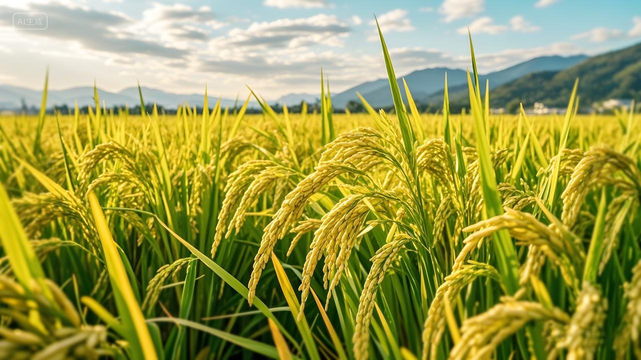 金黄色成熟的水稻秋粮秋收景象最美乡村图片