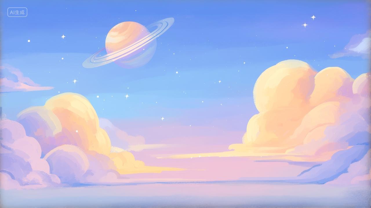 梦幻星球浪漫宇宙星光插画壁纸